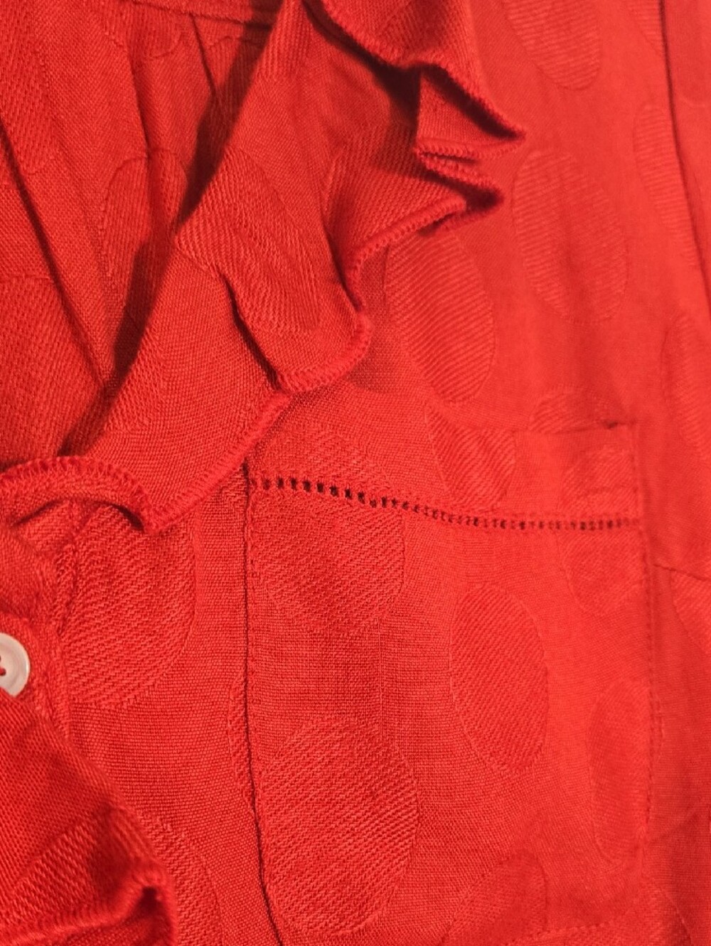 Maeve Red Ruffled Button-Front Blouse Size XS - Picture 4 of 7